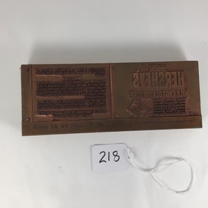 Vintage Hershey’s copper printing block for “ milk chocolate fudge “