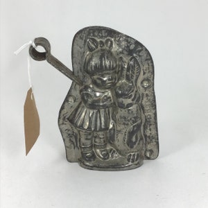 Anton Reiche Girl Hugging Bunny 2 Part Metal Chocolate Mold