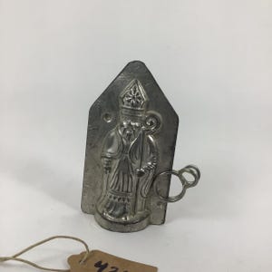 Vintage St Nicholas Two Part Metal Chocolate Mold