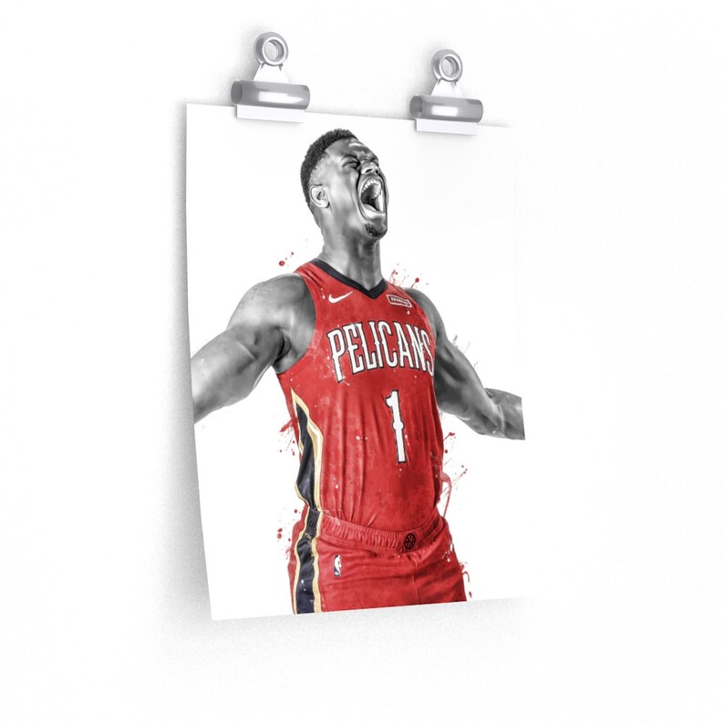 Zion Williamson New Orleans Poster, Canvas, Basketball print, Sports wall art, Man Cave 9'' × 11''