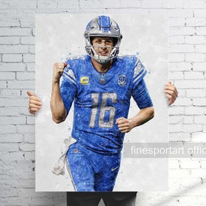 Jared Goff Detroit Poster, Canvas, Football print, Sports wall art, Man Cave, Gift, Kids Room Decor