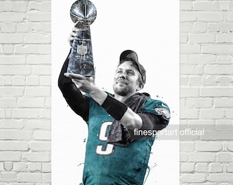 Nick Foles Philadelphia Poster, Toile, Impression de football, Art mural sportif, Décoration de la chambre pour enfants, Man Cave, Cadeau