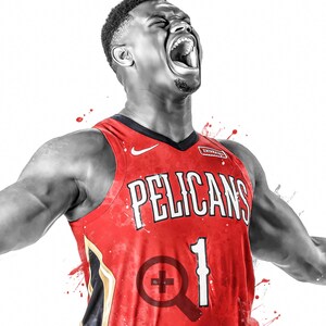 Zion Williamson New Orleans Poster, Canvas, Basketball print, Sports wall art, Man Cave image 2