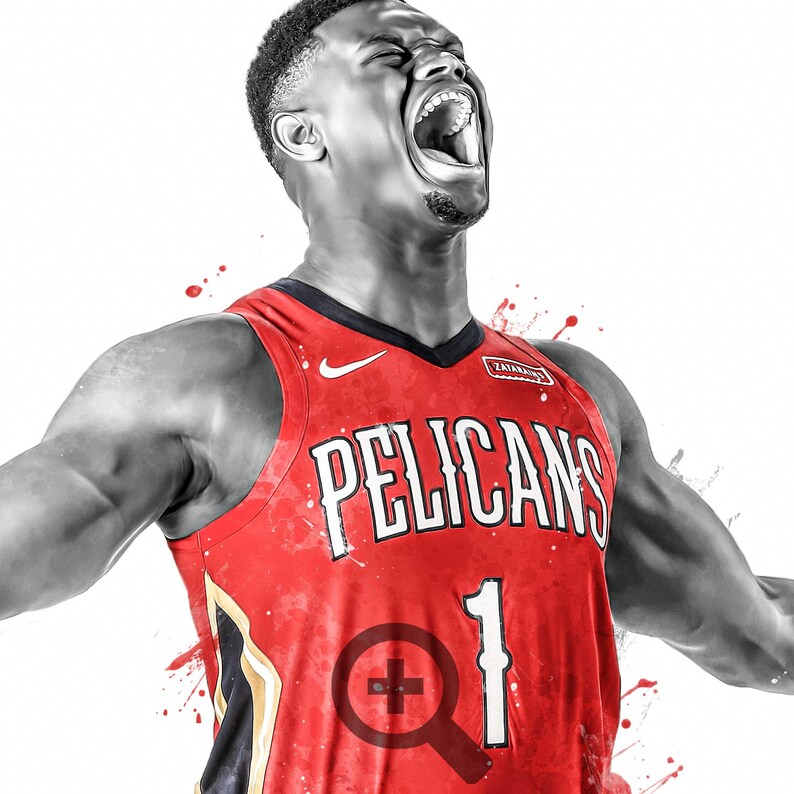 Zion Williamson New Orleans Poster, Canvas, Basketball print, Sports wall art, Man Cave image 2