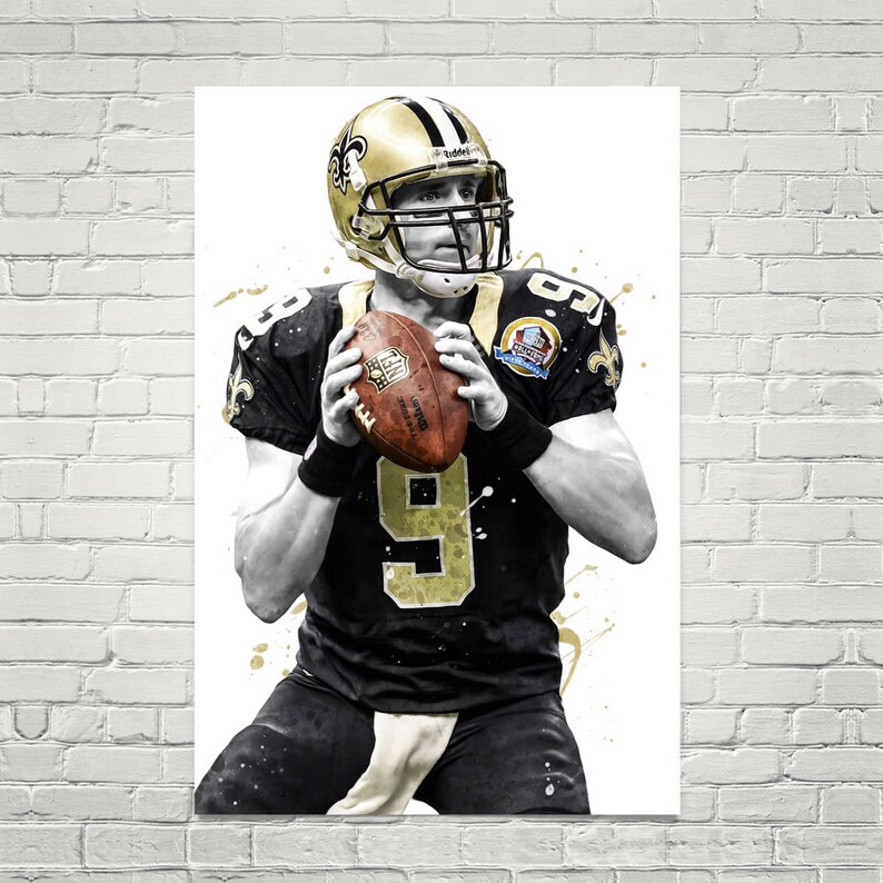 Drew Brees New Orleans poster Football print Sports wall ...