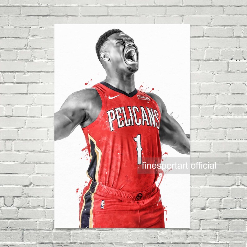 Zion Williamson New Orleans Poster, Canvas, Basketball print, Sports wall art, Man Cave image 1