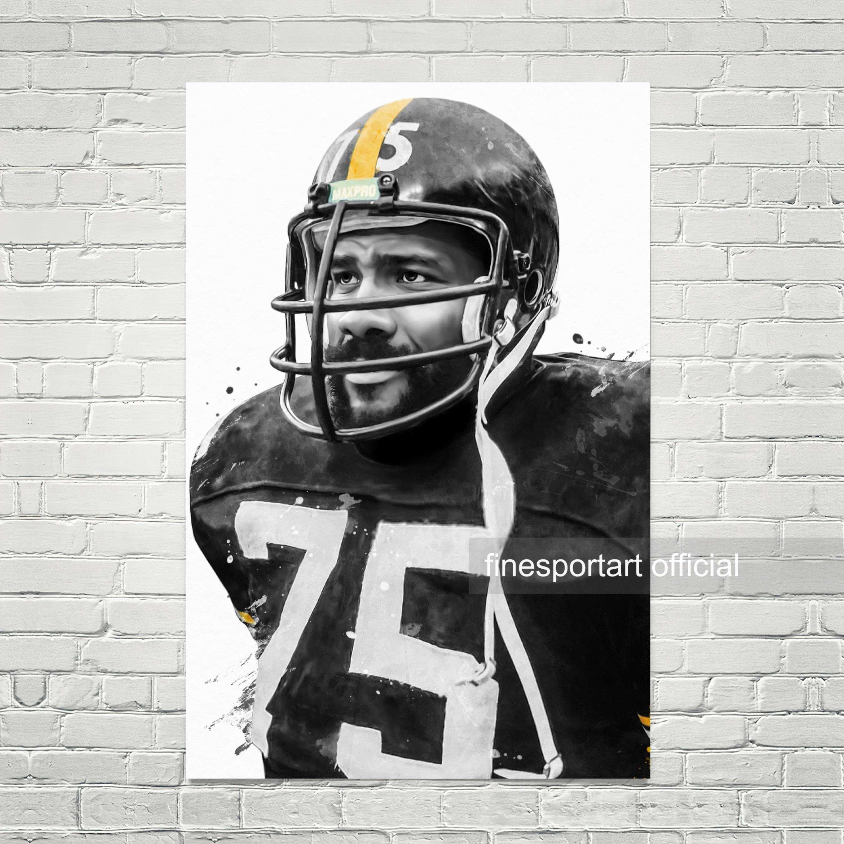 Mean Joe Greene Pittsburgh Poster, Canvas, Football print, Sports wall art, Kids room decor, Man Cave, Gift