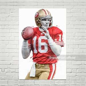 Joe Montana San Francisco Poster, Canvas, Football print, Sports wall art, Kids room decor, Man Cave, Gift, NY
