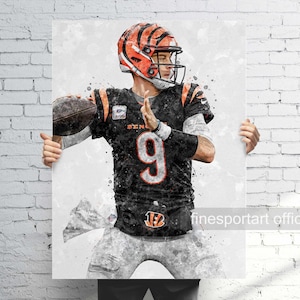 Joe Burrow Cincinnati Poster, Canvas, Football print, Sports wall art, Man Cave, Gift