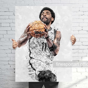 Irving Brooklyn Poster, Canvas , Basketball print, Sports wall art, Man Cave, Gift, Kids Room Decor