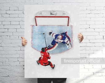 Connor Hellebuyck Canvas Wrap o poster di qualità museale, regalo per gli appassionati di hockey