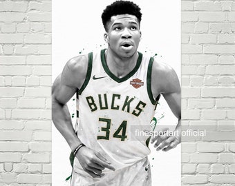 Giannis Milwaukee Poster, Canvas, Basketball print, Sports wall art, Kids room decor, Man Cave, Gift