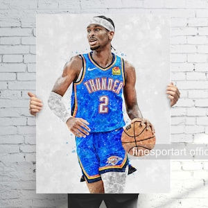 Pôster de Shai Gilgeous-Alexander Oklahoma, tela, impressão de basquete, arte de parede esportiva, caverna masculina, presente, decoração de quarto infantil