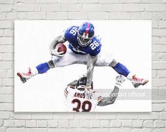 Saquon Barkley Hurdle New York Poster, Canvas, Football print, Sports wall art, Kids room decor, Man Cave, Gift, NY