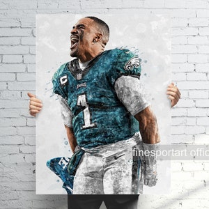 Jalen Hurts Philadelphia Poster, Canvas, Football print, Sports wall art, Man Cave, Gift, Kids Room Decor