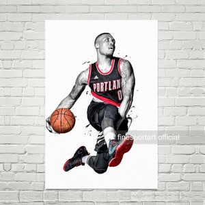 Damian Poster, Canvas, Basketball print, Sports wall art, Kids room decor, Man Cave, Gift