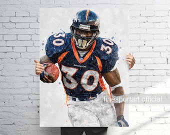 Terrell Davis Denver Poster, Canvas, Football print, Sports wall art, Man Cave, Gift, Kids Room Decor