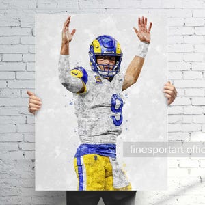 Pôster de Matthew Stafford, Los Angeles, Tela, Impressão de futebol, Arte de parede esportiva, Caverna do homem, Presente