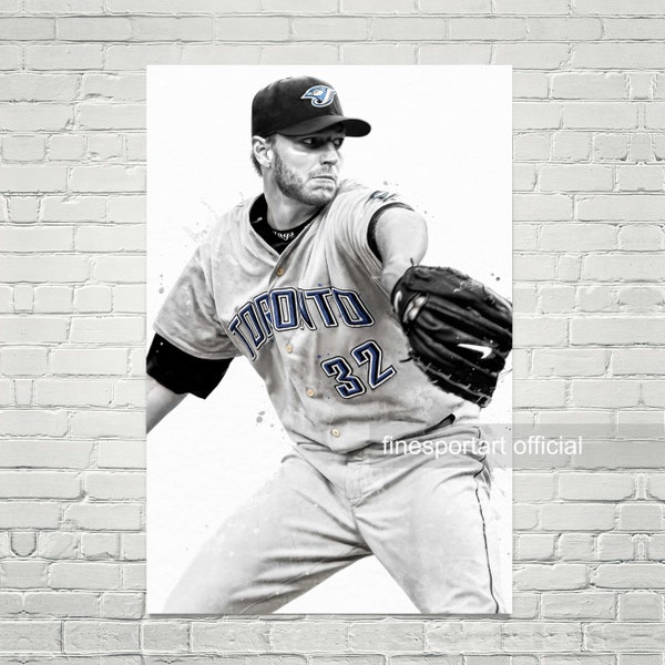 Roy Halladay Toronto Poster, Canvas, Baseball print, Sports wall art, Kids room decor, Man Cave, Gift