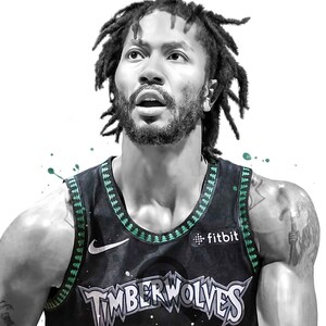 Derrick Rose Minnesota Poster, Canvas, Basketball Print, Sports Wall