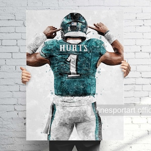 Jalen Hurts Philadelphia Poster (V3), Canvas, Football print, Sports wall art, Man Cave, Gift, Kids Room Decor