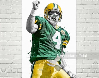 Brett Favre Green Bay Poster, Canvas, Football print, Sports wall art, Kids room decor, Man Cave, Gift