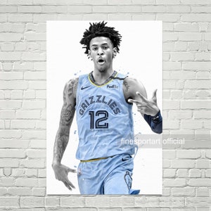 Morant Memphis (v2) Poster, Leinwand, Basketball Druck, Sport Wandkunst, Kinderzimmer Dekor, Mann Höhle, Geschenk