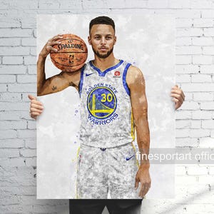Stephen Poster, Canvas, Basketball print, Sports wall art, Man Cave, Gift, Kids Room Decor