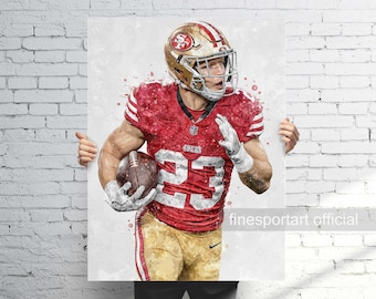 Christian McCaffrey San Francisco Poster, Canvas, Football print, Sports wall art, Man Cave, Gift, Kids Room Decor