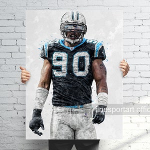 Póster de Julius Peppers Carolina, lienzo, impresión de fútbol, arte de pared deportivo, cueva del hombre, regalo, decoración de la habitación para niños