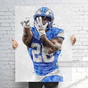 Jahmyr Gibbs Detroit poster V2, canvas, voetbalprint, sportmuurkunst, man Cave, cadeau, decor kinderkamer