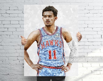 Trae Young Atlanta Poster, Canvas, Basketball print, Sports wall art, Man Cave, Gift, Kids Room Decor