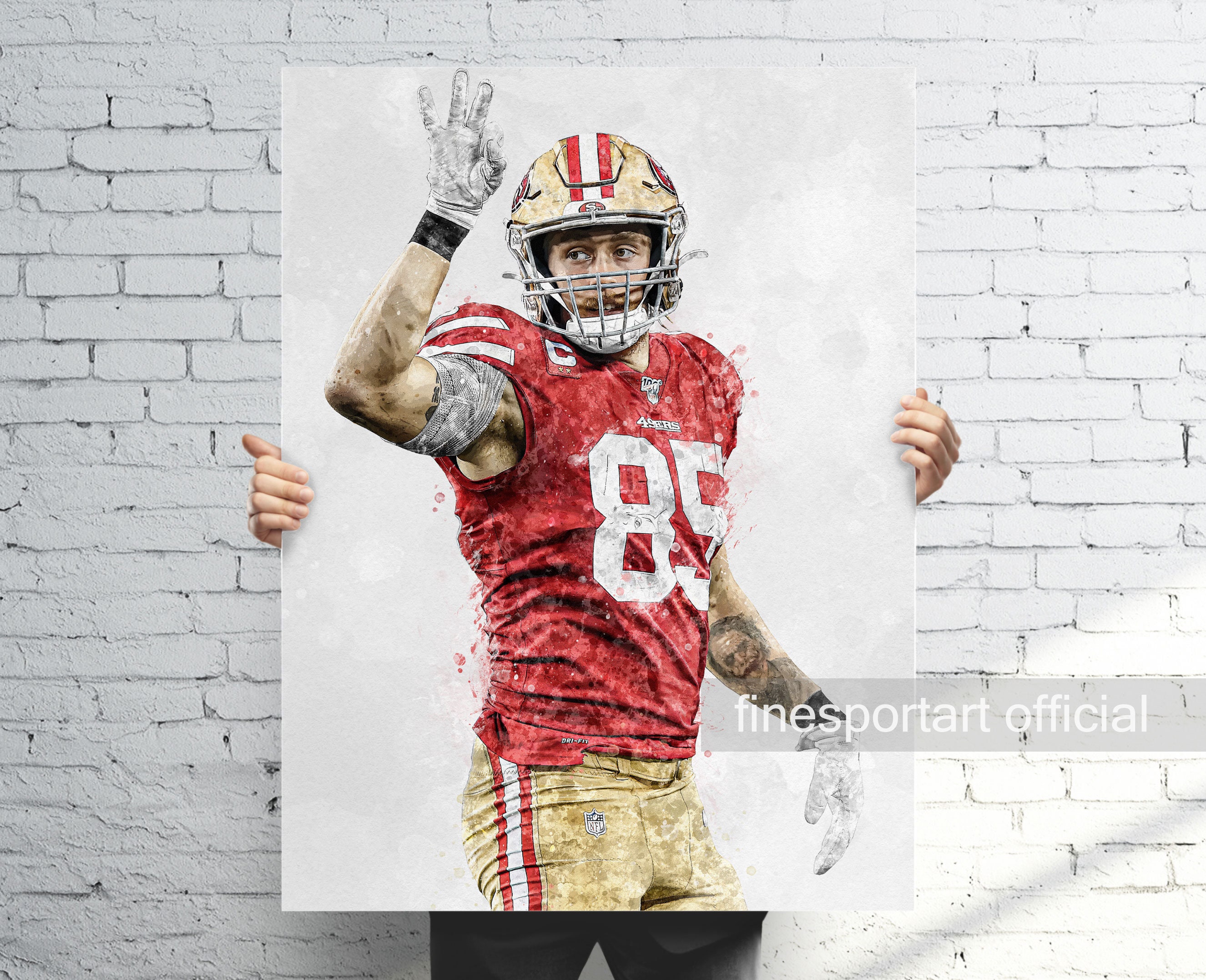 George Kittle San Francisco Poster, Leinwand, Fußballdruck, Sportwandkunst, Manneshöhle, Geschenk, Kinderzimmerdekor