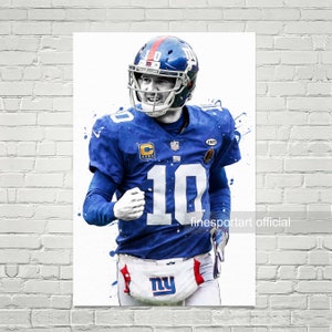 Eli Manning New York Poster, Canvas, Football print, Sports wall art, Kids room decor, Man Cave, Gift, NY