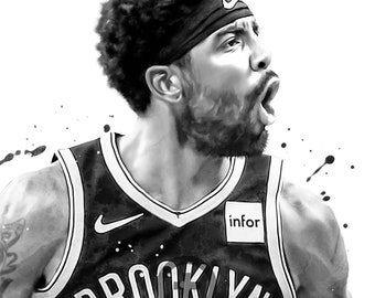 Kyrie Irving Brooklyn Poster, Canvas, Basketball Print, Sports Wall