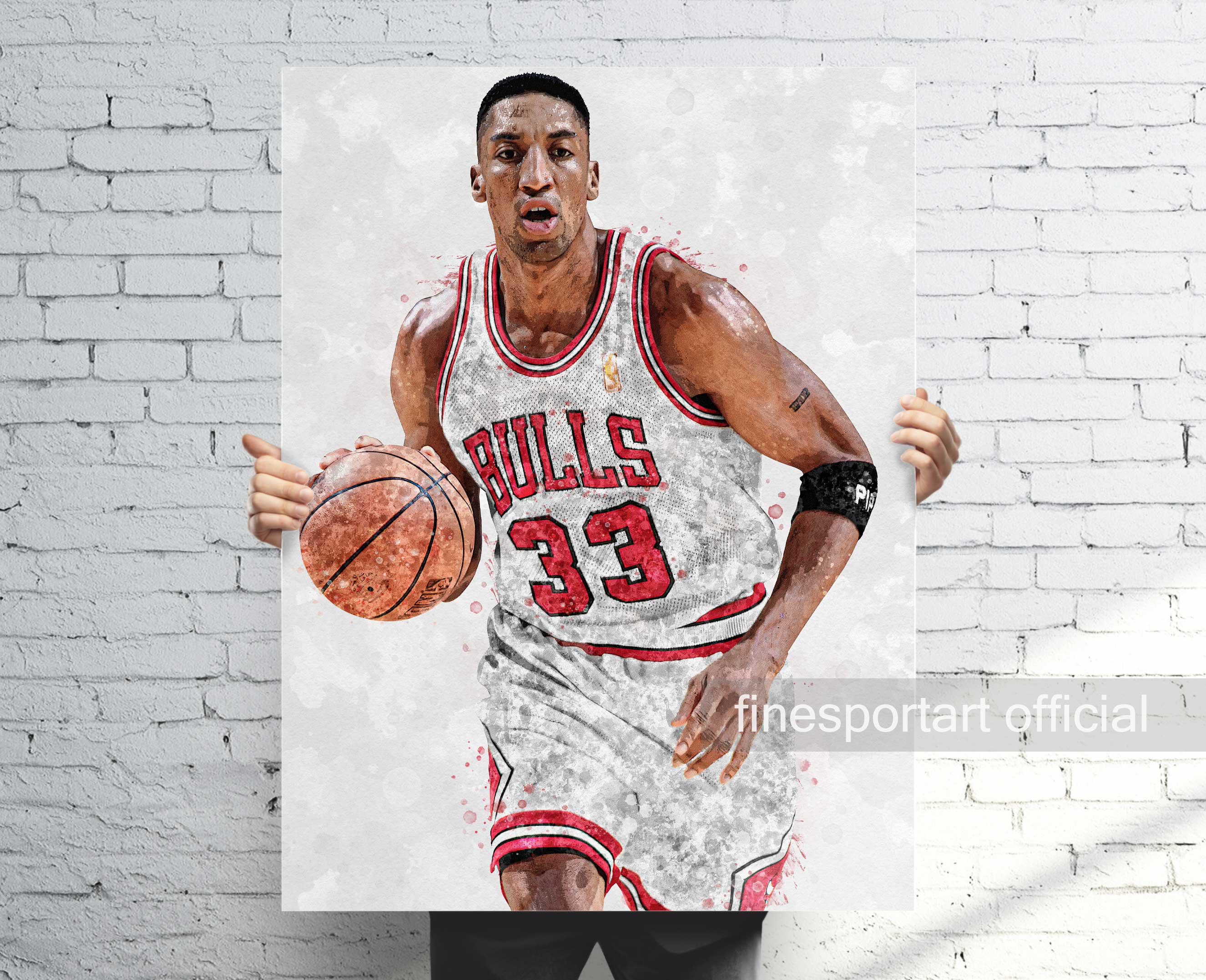 Scottie Chicago Poster, Canvas, Basketball print, Sports wall art, Man Cave, Gift, Kids Room Decor