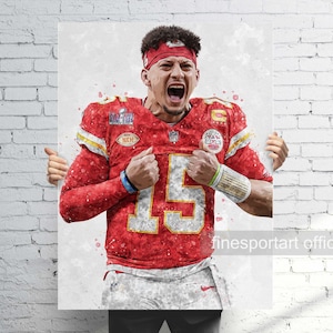 Patrick Mahomes Kansas City Poster, Canvas, Football print, Sports wall art, Man Cave, Gift, Kids Room Decor