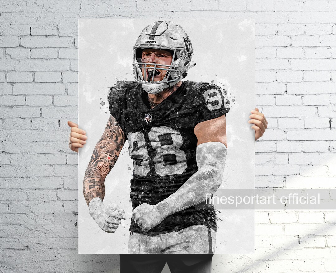 Maxx Crosby Poster, Canvas, Football Print, Sports Wall Art, Man Cave