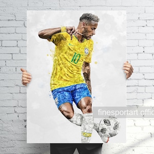 Pôster do Brasil, tela, impressão de futebol, arte de parede esportiva, caverna do homem, presente, decoração de quarto infantil