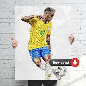Brazil Poster, Digital Download, Football print, Sports wall art, Man Cave, Printable