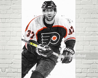 Eric Desjardins Philadelphia Poster, Canvas, Hockey print, Sports wall art, Kids room decor, Man Cave, Gift