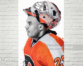 Ray Emery Philadelphia Poster, Canvas, Hockey print, Sports wall art, Kids room decor, Man Cave, Gift