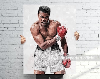 Ali Poster, Canvas, Boxing print, Sports wall art, Man Cave, Gift, Kids Room Decor
