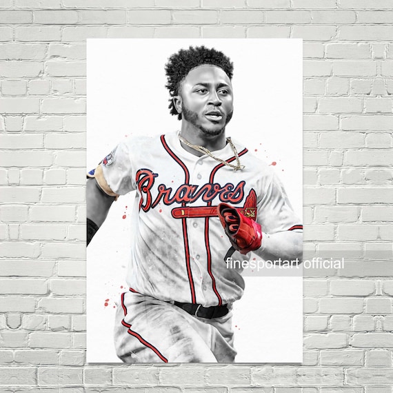Ozzie Albies Atlanta Braves White Jersey Baseball Poster Man 