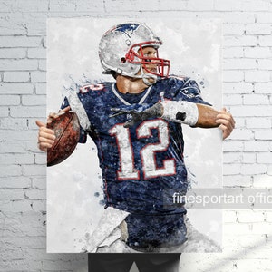 Tom Brady Patriots Poster, Canvas, Football print, Sports wall art, Man Cave, Gift
