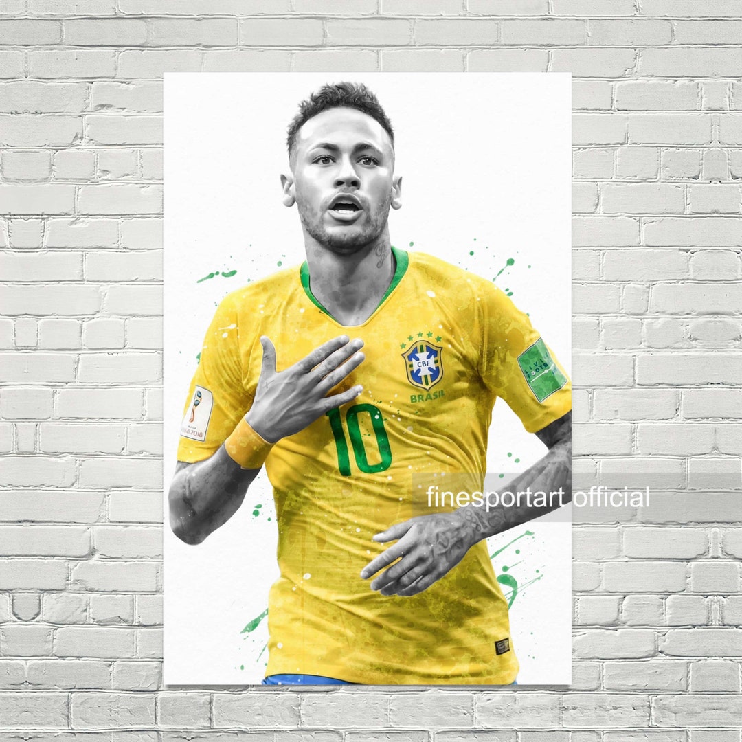 Optional Soccer Stars Neymar Jr Brasil Soccer Poster Canvas 