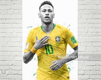 Brazil National Team Poster, Canvas, Football print, soccer decor, Sports wall art, Kids room decor, Man Cave, Gift