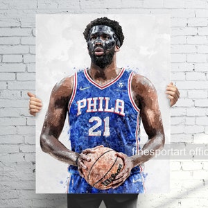 Joel Embiid Philadelphia Poster, Canvas, Basketball print, Sports wall art, Man Cave, Gift, Kids Room Decor