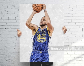 Stephen Curry Poster V2, Canvas Wrap, Basketball framed print, Sports wall art, Man Cave, Gift, Kids Room Decor