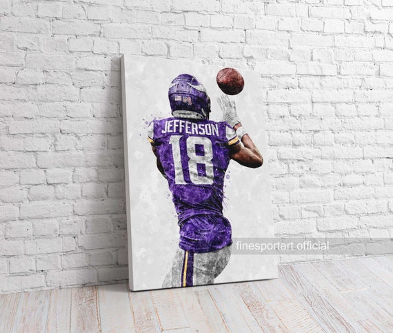 Justin Jefferson Minnesota Poster V2, Canvas, Football Print